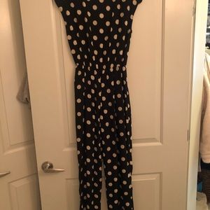 Polka Dot Floor Length Jumpsuit